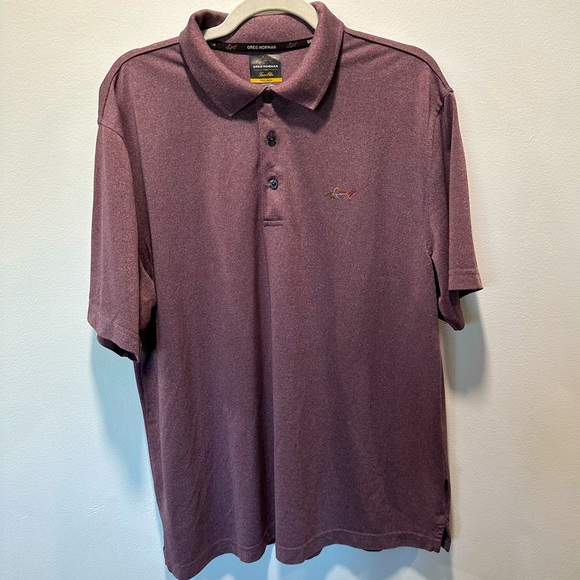 Greg Norman Purple Collared 1/4 Button Up Short Sleeve Five Iron Polo Mens Large - Picture 1 of 9